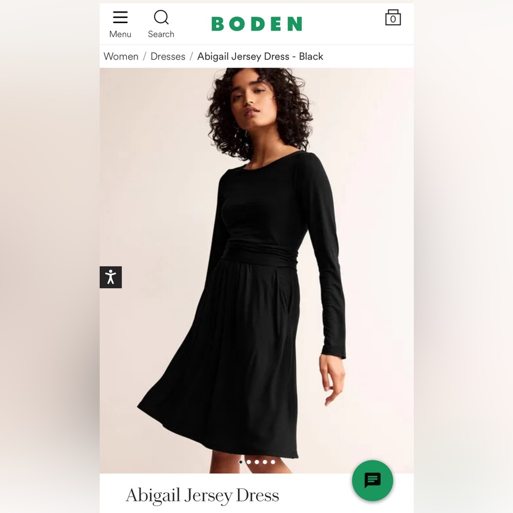 Boden NWT black size 6 Abigail jersey dress